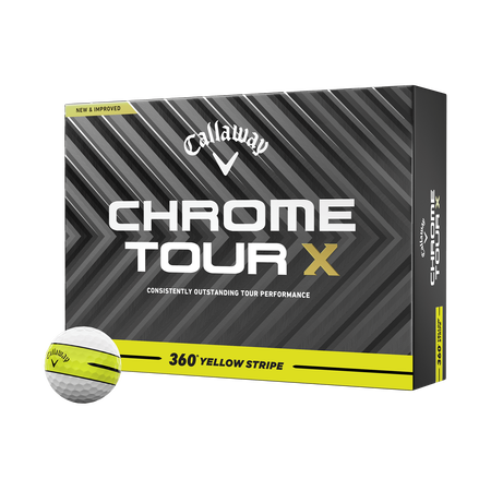 Chrome Tour X 360 Yellow Stripe Golf Balls