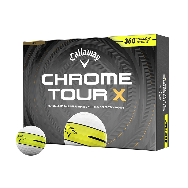 Chrome Tour X 360 Yellow Stripe Golf Balls - View 1