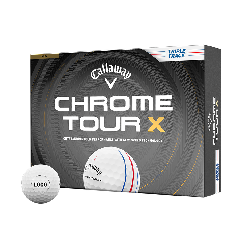 Chrome Tour X Triple Track Custom Logo Golf Balls - View 1