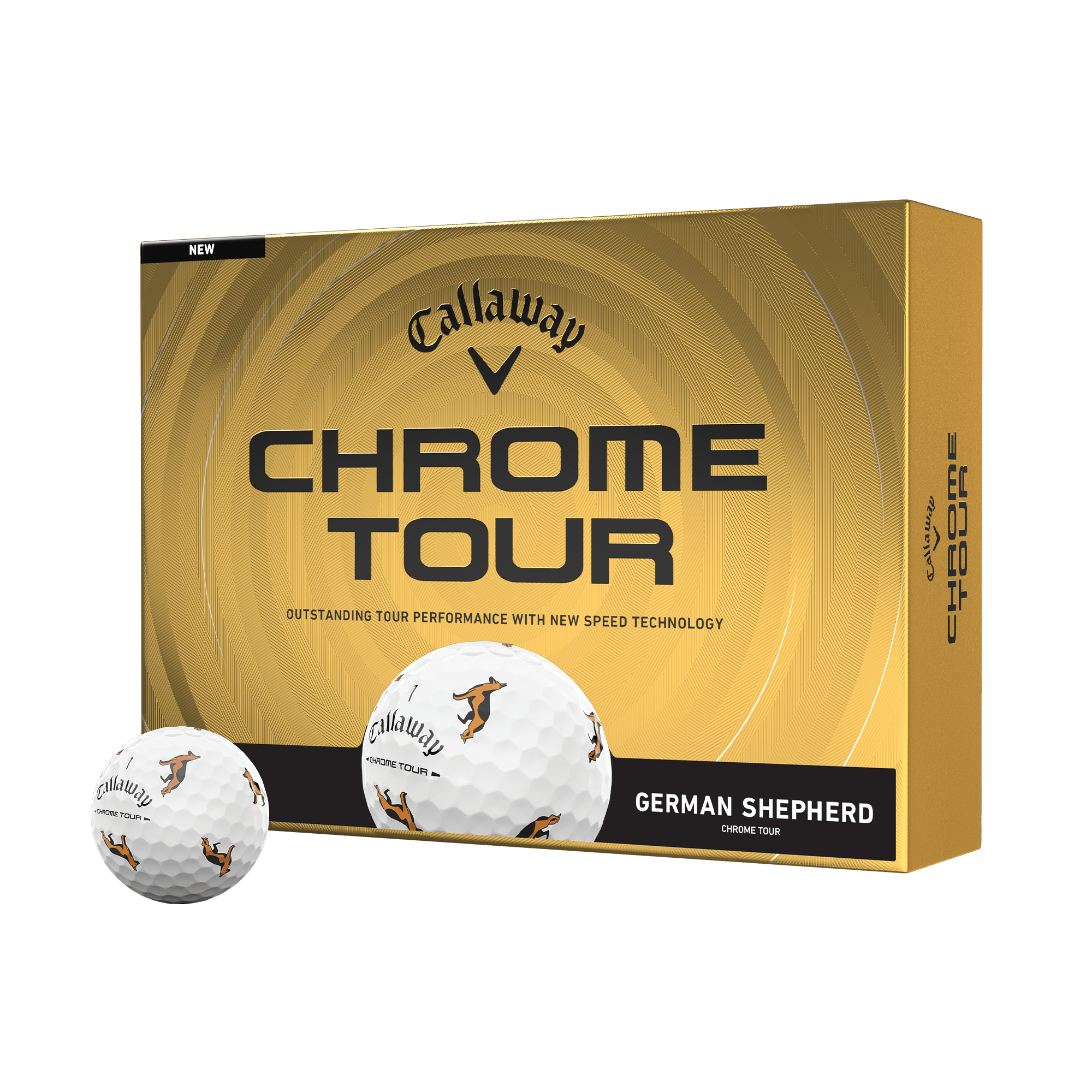 Chrome Tour German Shepherd Dog Golf Balls