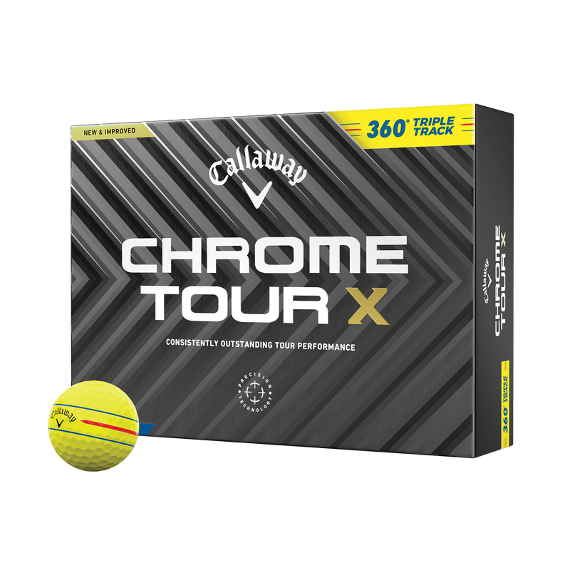 Chrome Tour X 360 Triple Track Yellow '24 Golf Balls - View 1