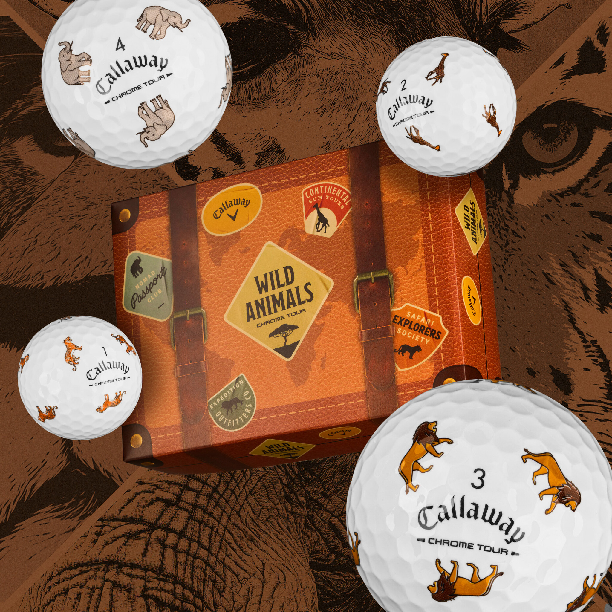 Chrome Tour Wild Animals Golf Balls