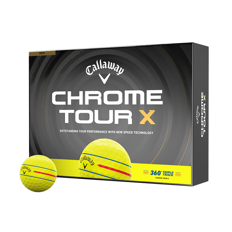Chrome Tour X 360 Triple Track Yellow Golf Balls - View 1