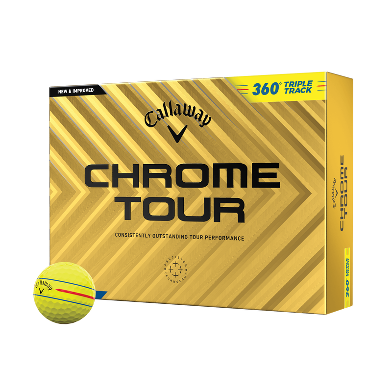 Chrome Tour 360 Triple Track Yellow '24 Golf Balls - View 1